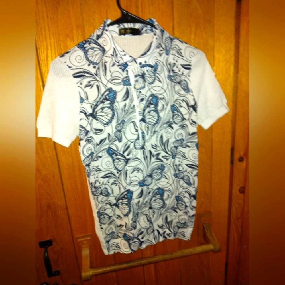 Butterfly print high fashion polo